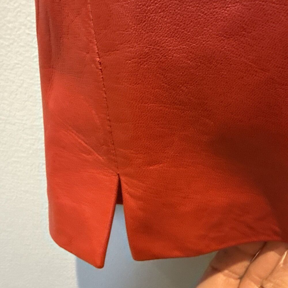 Ralph Lauren Red Leather Pencil Lined Skirt Size 6 - Picture 4 of 10
